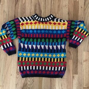 Courtney & Co Basics Rainbow Vintage Chunky Knit Sweater Sz M